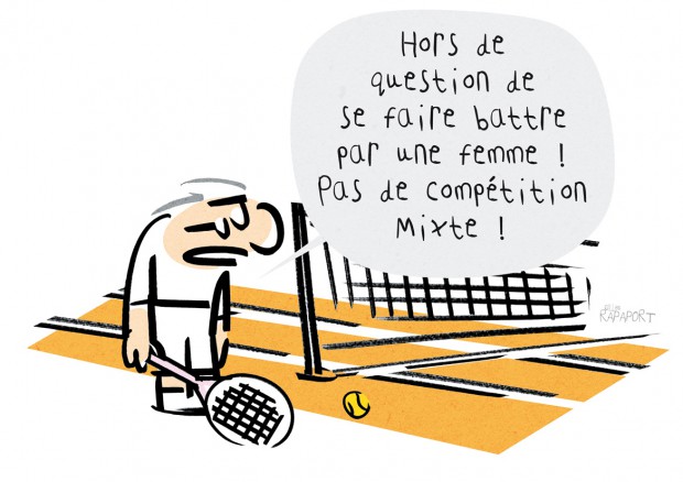 Les femmes dans le sport. Les stéréotypes.  dessin humour entreprise