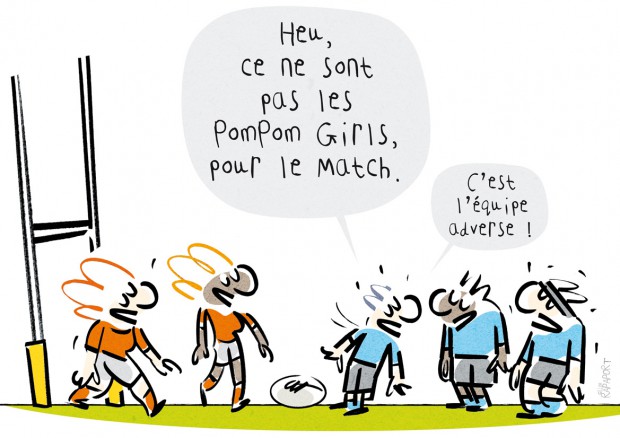 Les femmes dans le sport. Les stéréotypes.  dessin humour entreprise